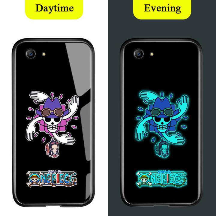TA for OPPO A83 Back Cover Cartoon One Piece Ultra Thin Luminous Glass Phone Case for Boys for Man