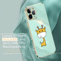 Luxury 6D Plating Case for iPhone X Color Cute Giraffe Side Pattern Back Cover Soft Silicone Square Frame Shiny Bling Phone Cases + Free Lanyard. 