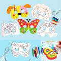 8Piece Kids Cartoon Animal DIY Graffiti Art Crafts Mask Toy Paper Mask Hand-painted White Paper Card Material with Color Pens. 