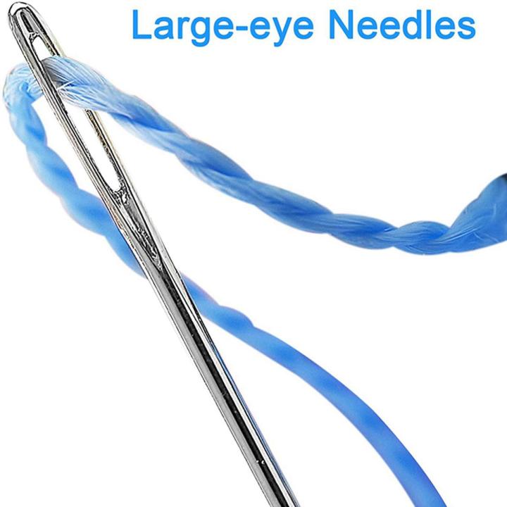JAERBEE 30Pcs Large-Eye Stitching Sharp Thick Needles, 5 Sizes Stainless Steel Sewing Needles Kit for Embroidery and Hand Sewing