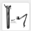 Overhead Video Stand Phone Holder Articulating Arm Phone Mount Table Top ChromLives Scissor Boom Arm Articulating Phone Stand Tablet Phone Holder for Streaming Phone.
