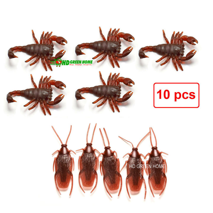 10 pcs x Simulation Plastic Cockroach Scorpion Toy Realistic Insect Prank Funny Trick Toys