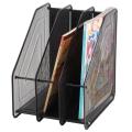 3 Compartment Vertical Sorter File Rack Desk Organiser Book Organizer Document Holder Metal Tray For Office & Home Black). 