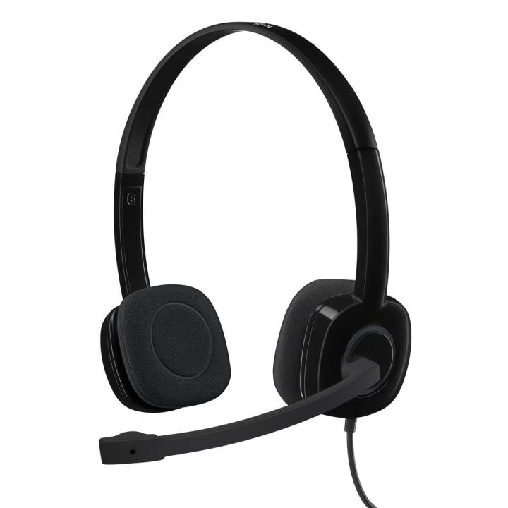 Logitech H151 Wired Headset, Stereo Headphones with Rotating Noise-Cancelling Microphone, 3.5 mm Audio Jack, In-Line Controls, PC/Laptop/Tablet/Smartphone - Black