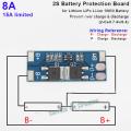 2S 8A 7.4V Lithium Battery Charger Protection Board BMS Module for 2 Piece 18650 Li-ion Battery Cell Charging 7.4V - 8.4V.