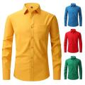 Men Spring Summer US Size Formal Dress Shirt Boys Oversize Orange Green Long Sleeve Casual Button Single Breasted Shirt Xxxl.