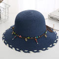 Floral Straw Hat UV Protection Lightweight Wide Brim Women's Sun Hat Natural Straw Foldable Beach Hat for Beachwear Sun Protection Vacation Accessory Outdoor Activities Fashionable Headwear.