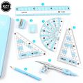 8 pcs/set Ruler Compass Eraser Triangle Protractor Set Geometry Stationery Mathematical For Boy Girl Students School Supplies. 