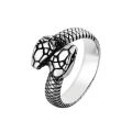 Personalized Men Stainless Steel Rings Silver Black Steel Rings Retro Snake Head Titanium Steel Rings.