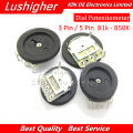 5pcs Double Gear tuning potentiometer B102 B103 B203 B503 B1K B10K B20K B50K 3Pin/5Pin 16*2mm Dial Potentiometer. 