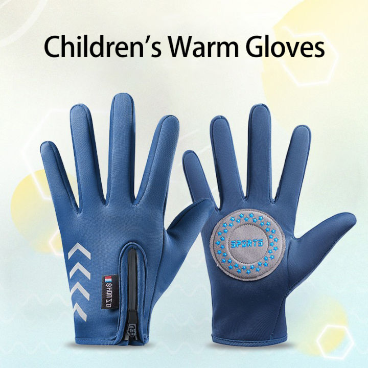 Alien Autumn Winter Children's Gloves Kids Reflect Light Waterproof Non-Slip Fleece Warm Riding Boy Ski Girl Scooter Gloves Zipper
