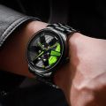 （NEW）Wheel Watch Men Vacuum Plating Car Rim Hub Style Non-Mechanical Watches Stainless Steel Quartz Wristwatch. 