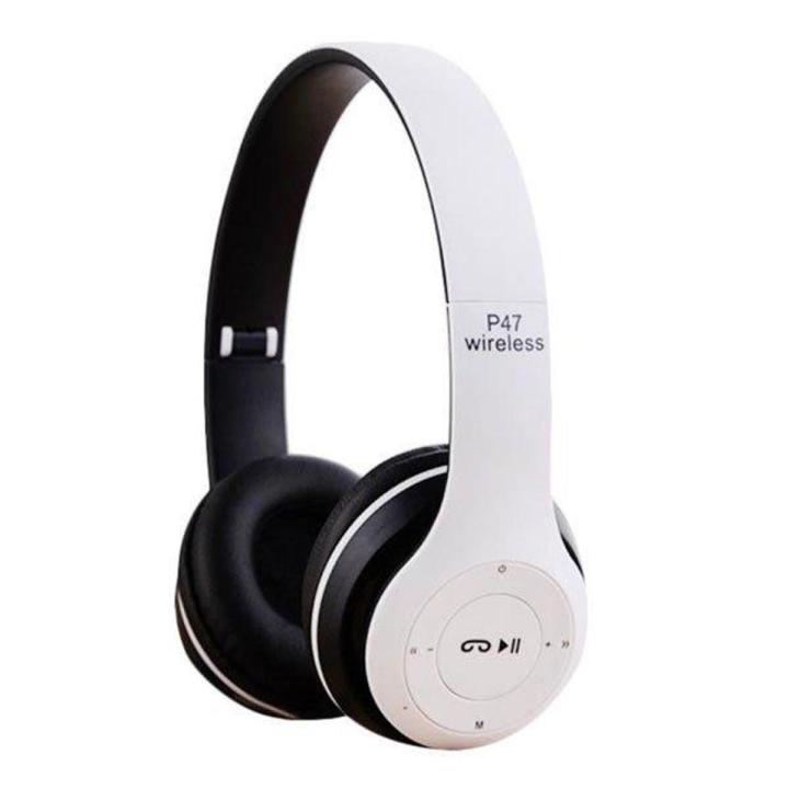 P47 Bluetooth Over Ear Foldable Headset With Microphone Stereo Earphones 3.5Mm Audio Support Fm Radio Tf For Pc Tv Smart Phones & Tablets