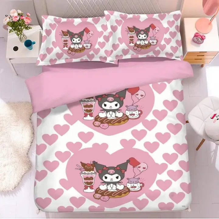 Sanrio%20Cartoon%20Cute%20Kuromi%20Bed%20Four-piece%20Set%20Student%20Dormitory%20Bunk%20Single%20Bed%20Girly%20Heart%20Cartoon%20Picture%20Three-piece%20Set%20-%20Image%203