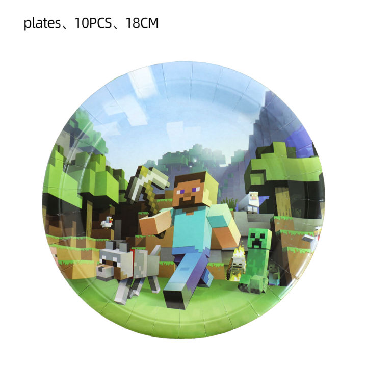 Miner%20Crafting%20Pixel%20Game%20Party%20Decoration%20Disposable%20Tableware%20Paper%20Plates%20Tablecloths%20Kids%20Birthday%20Baby%20Shower%20Supplies%20Gift%20MuXiaRe%20-%20Image%204