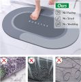 Bathroom Rugs, Modern Diatomaceous Earth Super Absorbent Quick Dry Grey Bath Mat Non Slip, Thin Bathroom Rugs Fit Under Door, Bathmats Rugs Washable, Bath Mats for Bathroom Floor, Bath Rugs, 16x24. 