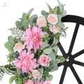 New Year Wreath Spring Front Door Wreath 43x42cm Decoration for Fireplaces.