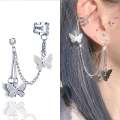 (1 pic ) Korean Style Handsome Super Fairy Butterfly Chain Earrings Ear Bone Clip Integrated Ear Jewelry For Girl and Women. 