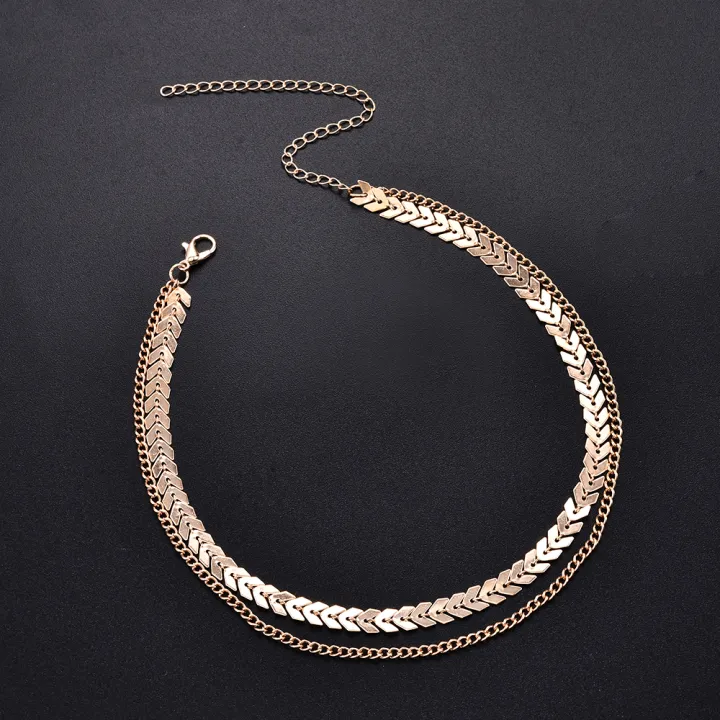Ladies%20Fashion%20Chain%20Choker%20Two%20Layers%20Necklaces%20for%20Women%20-%20Image%204