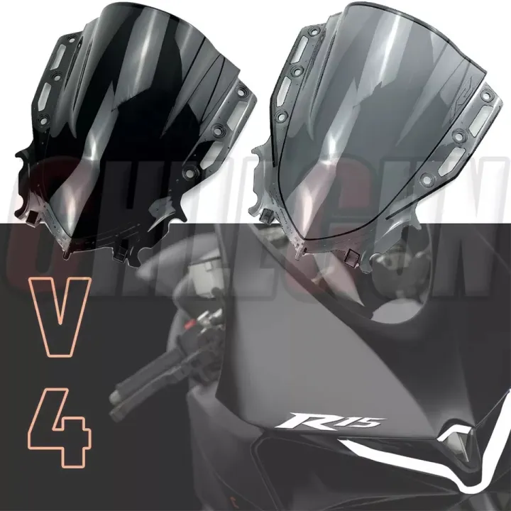 Motorcycle%20R%20Series%20Windshield%20Visor%20Double%20Bubble%20Windscreen%20Fit%20For%20YAMAHA%20R15M%20V4%20(Smoke%20Black)%20-%20Image%205