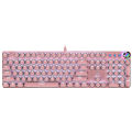Girly Pink Steampunk Keyboard Sublimation Blue & White Wired Computer Knob Real Mechanical Keyboard Set.