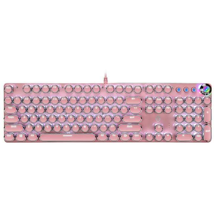 Girly%20Pink%20Steampunk%20Keyboard%20Sublimation%20Blue%20&%20White%20Wired%20Computer%20Knob%20Real%20Mechanical%20Keyboard%20Set%20-%20Image%205