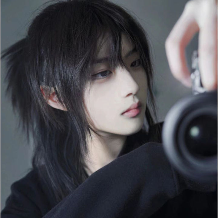 Wolf%20Tail%20Mannequin%20Head%20Men's%20and%20Women's%20Short%20Hair%20Men's%20Japanese%20Handsome%20Warrior%20Head%20Fluffy%20Center-Parted%20Bangs%20Anchovy%20Head%20Full-Head%20Wig%20Style%20-%20Image%207