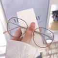 Korean Fashion Retro Anti-Blue Light Glasses Metal Round Frame Women Girls Elegant Eyeglasses Computer Eye Protection Spectacles.