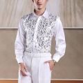 Shiny Gold Sequin Glitter Long Sleeve Shirt Men 2019 New Fashion Nightclub Party Stage Disco Chorus Shirt for Men Chemise Homme. 
