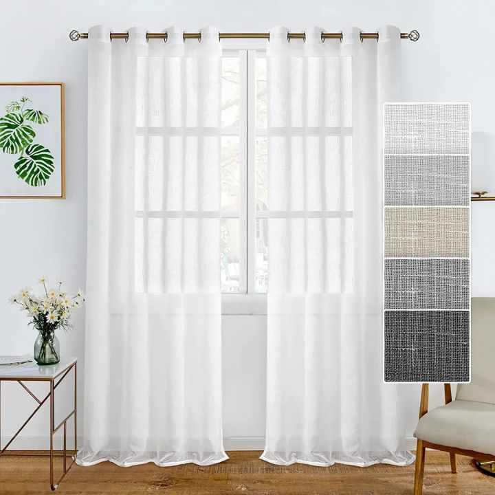 BILEEHOM Japan Style Solid Tulle Sheer Curtains For Living Room Curtain White Yarn Thicken Cotton And Linen Simple Tulle Curtain