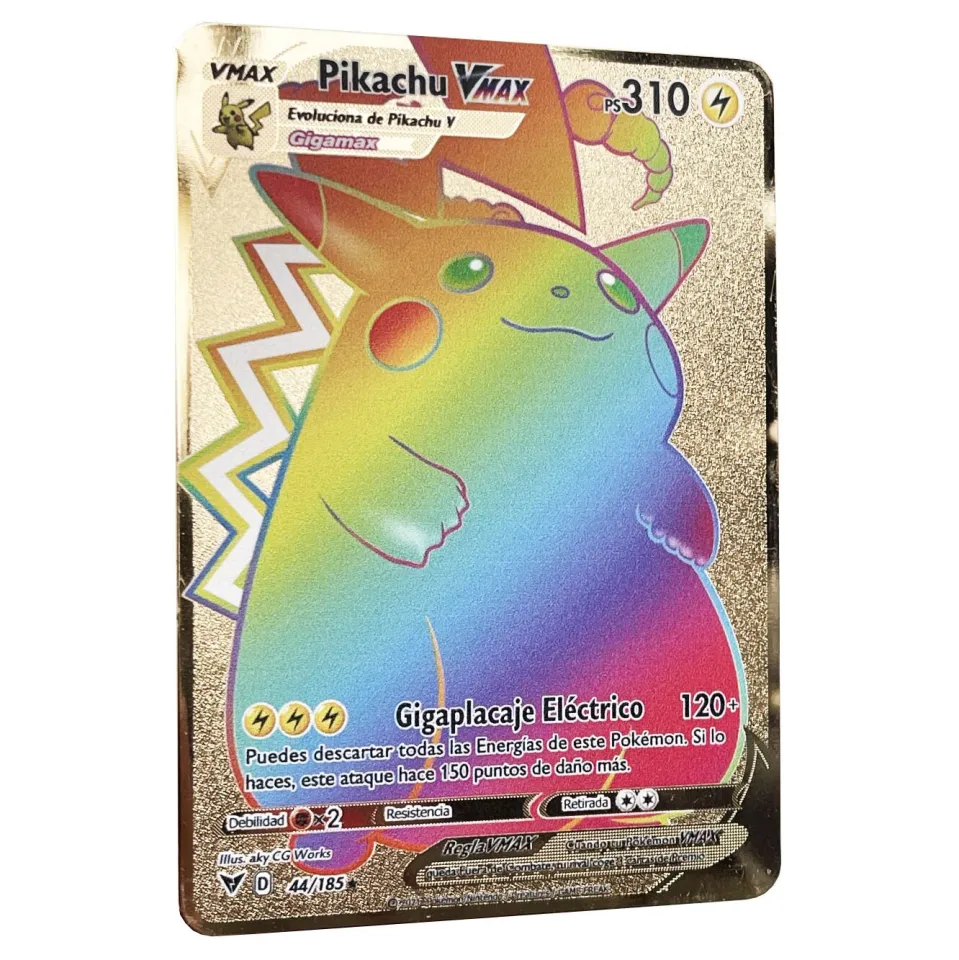 Serendipity partyRainbow Pikachu Vmax Golden Pokemon Cards in Iron Metal  Pokmo Kids Gift Game Collection Cards ESPANOL | Daraz.com.bd