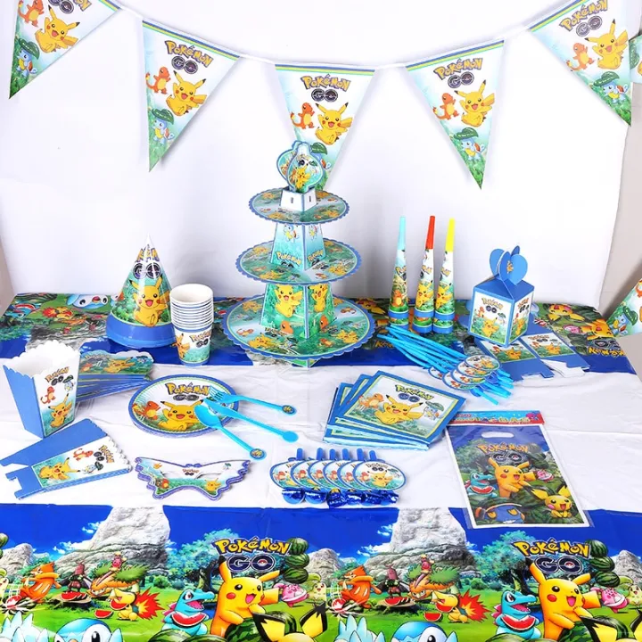 Pokemon%20Pikachu%20birthday%20party%20Disposable%20decorations%20tableware%20Set%20Plate%20Cup%20cake%20topper%20Birthday%20Party%20Supplies%20Action%20Figure%20-%20Image%205