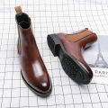 British Style Chelsea Boots Men Mid Calf Dress Shoes Business Formal Ankle Boots Antumn Bota Masculina Split Leather Shoes KEEMEEUYZO. 