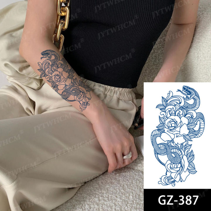 Juice%20Ink%20Large%20Arm%20Temporary%20Tattoo%20Stickers%20Snake%20for%20Woman%20Men%20Waterproof%20Long%20Lasting%20Body%20Waist%20Butterfly%20Realistic%20Tattoos%20-%20Image%204