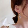 Color Metal Stars Pendant Earring Simple Inlaid Rhinestone Cross Drop Earrings Y2K Creative Dangle Earrings Korean INS Style Personality Sweet Cool Girl Fashion.