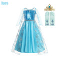 Disney Frozen Princess Elsa Costume For Girl 2024 Carnival Party Snow Queen Luxury Cosplay Birthday Party Ball Gown Outfit Dress. 
