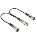 XLR Audio Splitter 30cm Female Jack to Dual Male Head Adapter Mic Extension Cable for Canon. 