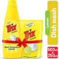 Trix Dishwashing Liquid 750ml (Bottle & Refill Combo) Lemon Fragrance for Scratch-Free Sparkling Clean Dishes, removes grease stains. 