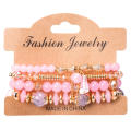 Fashion Hippie Jewelry Multilayered Colorful 4 Sets Bohemian Stackable Crystal Beaded Bracelets Beads Stretch Bracelet For Women.