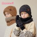 Kids Hat Scarf Gloves Set Cozy 3-piece Kids Winter Hat Scarf Gloves Set Warm Windproof Unisex Children Beanie Gloves Neck Warmer Set Girls Boys Beanie Scarf Set. 