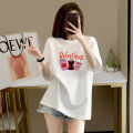 Summer Short Sleeve T Women's Extra Large Size T-shirt 2-300 Jin Loose Fat mm Casual Slimming Slim Fit Mid-Length Printed Top. 