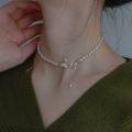 Bohemian Crystal Pearl Butterfly Necklace Vintage Y-Drop Fashion Choker Pendant Jewelry for Women and Girls.