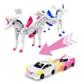 2 in 1 Transformation Car One Step Model Deformed Unicorn Model Cartoon Action Figure Vehicle Transforming Toy Boy Kid Gift. 