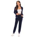 2024 Autumn Velvet Tracksuit Womens 2 Piece Sweatshirt Sweatpants Set Full Zip Hoodie Sweatsuit With Pockets Casual Sportswear. 