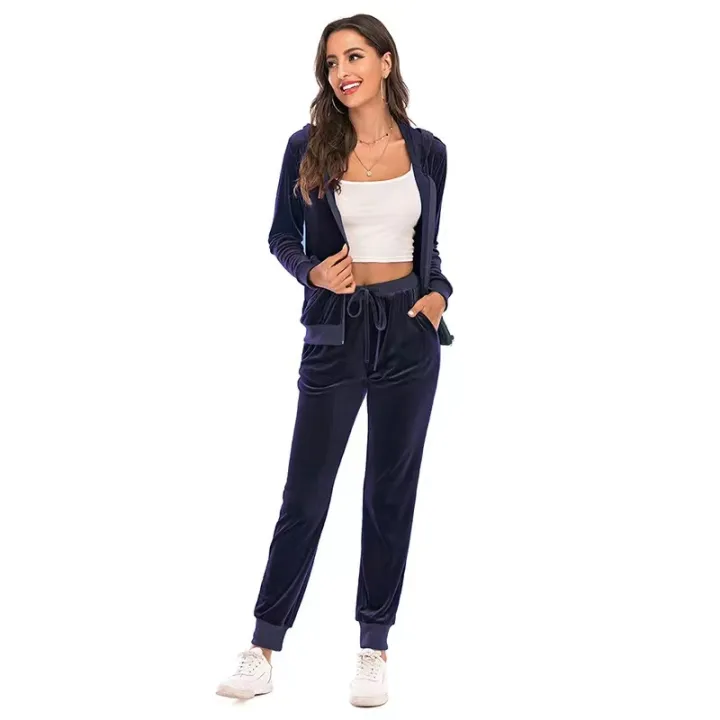 2024%20Autumn%20Velvet%20Tracksuit%20Womens%202%20Piece%20Sweatshirt%20Sweatpants%20Set%20Full%20Zip%20Hoodie%20Sweatsuit%20With%20Pockets%20Casual%20Sportswear%20-%20Image%204