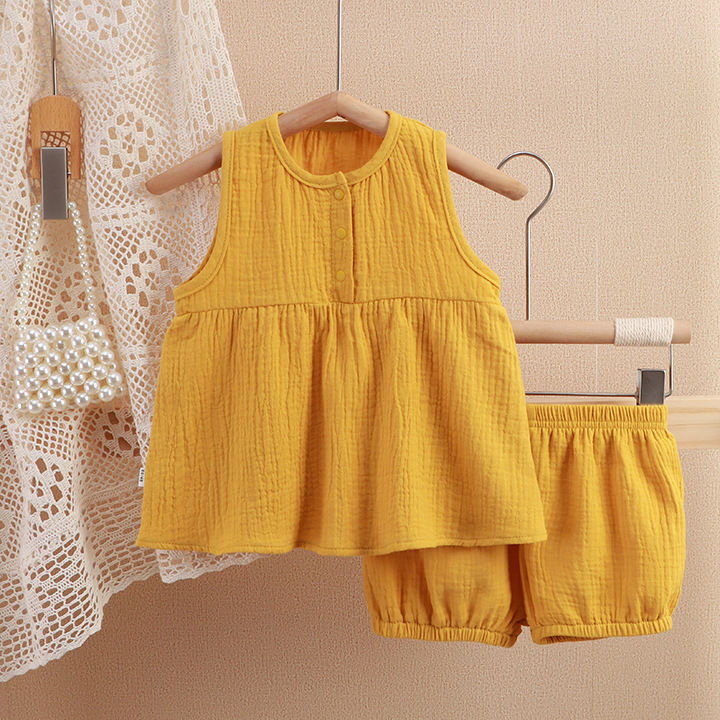 Girls%20Princess%20soft%20fabrics%20%20Dress%20Shorts%20two-piece%20set%20Sleeveless%20Casual%20Baby%20Dress%20Suit%20-%20Image%205