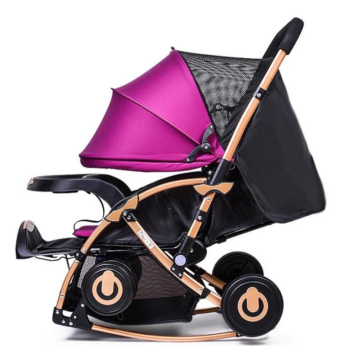 Baby Stroller C3 Pram for Your Baby with Rocking Mood and Adjustable Handle Bar Best Premium Quality Prams Trolly- Magenta and Blue