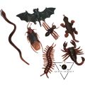 7 pieces silicone Chinese soft life like toy, cockroach, bat, lizard, ant, snake, scorpion, centipede. 