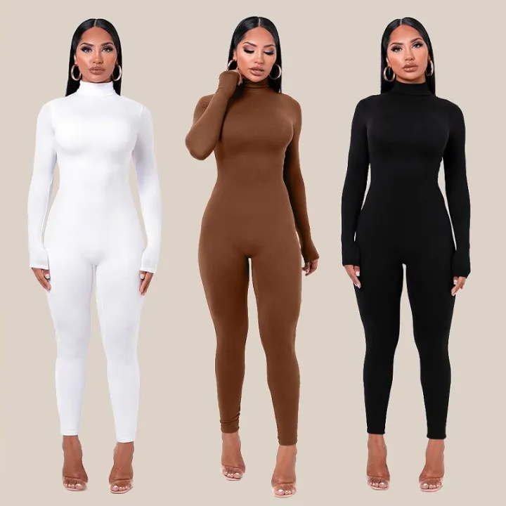 Hugcitar%20Long%20Sleeve%20Solid%20Turtleneck%20Skinny%20Bodycon%20Jumpsuit%20Autumn%20Winter%20Women%20Fashion%20Streetwear%20Casual%20Romper%20-%20Image%204