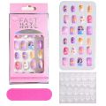 24pcs/Box False Nail Tips Rainbow Fairy Full Cover Detachable Press on Nails Nail Kids Children Girls Gift Manicure Tips. 
